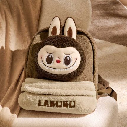 LABUBU Classic Bag Series – Berber Fleece Backpack (Brown)